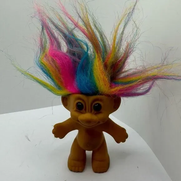 Vintage Rainbow-Hair Troll Doll — Retro Collectible Good Luck Toy - Picture 1 of 6
